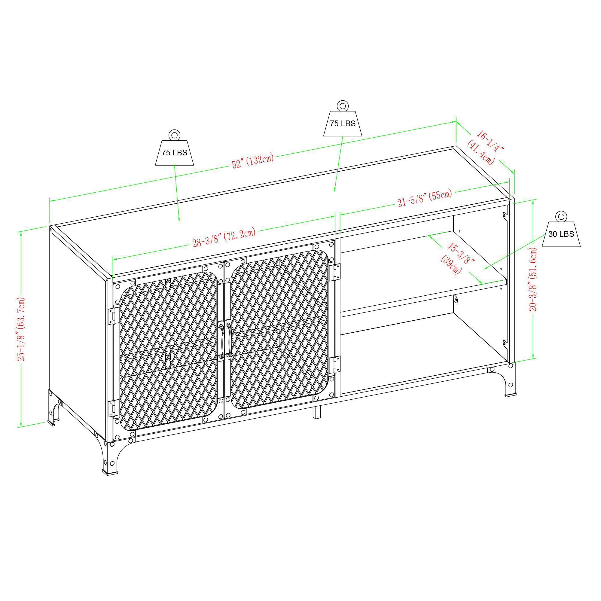 Gray Wash Metal Mesh TV Stand F5122