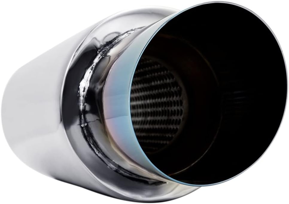 2.25'' Inlet 3'' Outlet Exhaust Burnt Muffler Tip Stainless Steel 14.7'' Length Pack of 2 R181