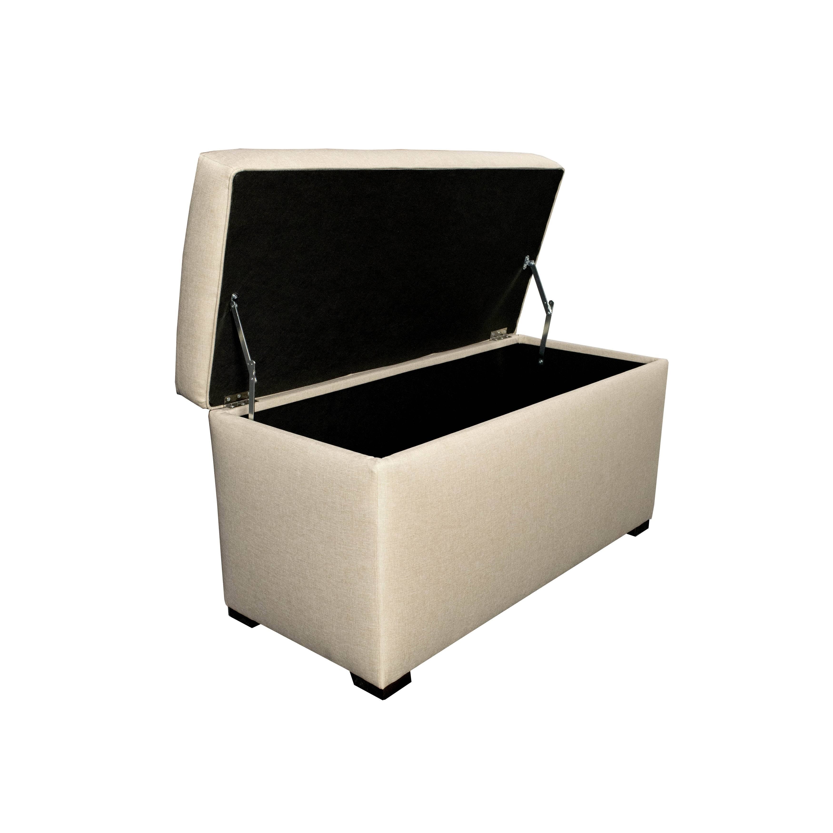 Light Tan Tufted Storage Trunk Bench D613