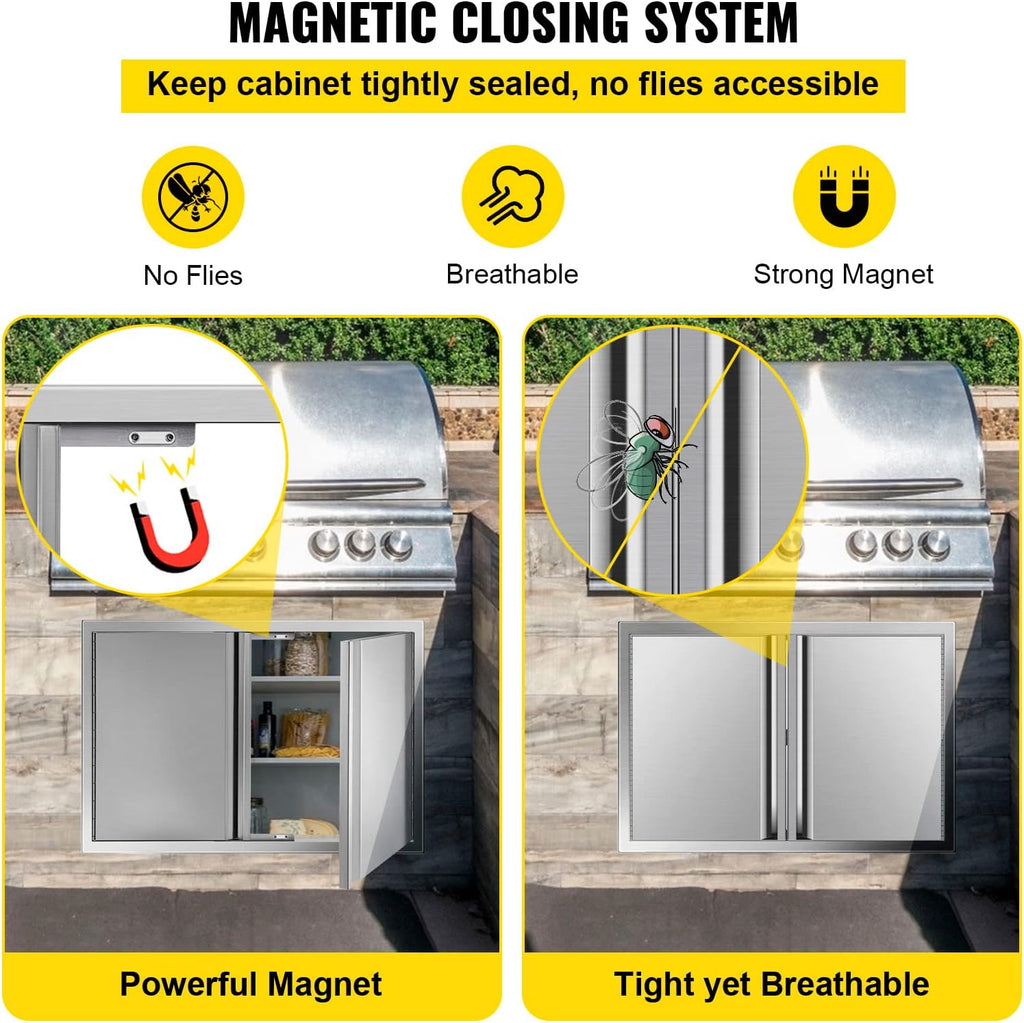 Stainless Steel Double BBQ Access Door with Recessed Handle F510
