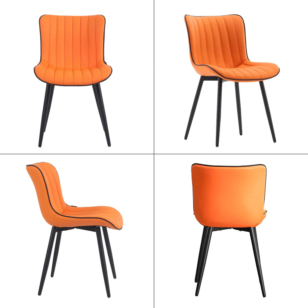 Orange PU Leather Wingback Dining Chair Set of 4 Q787886