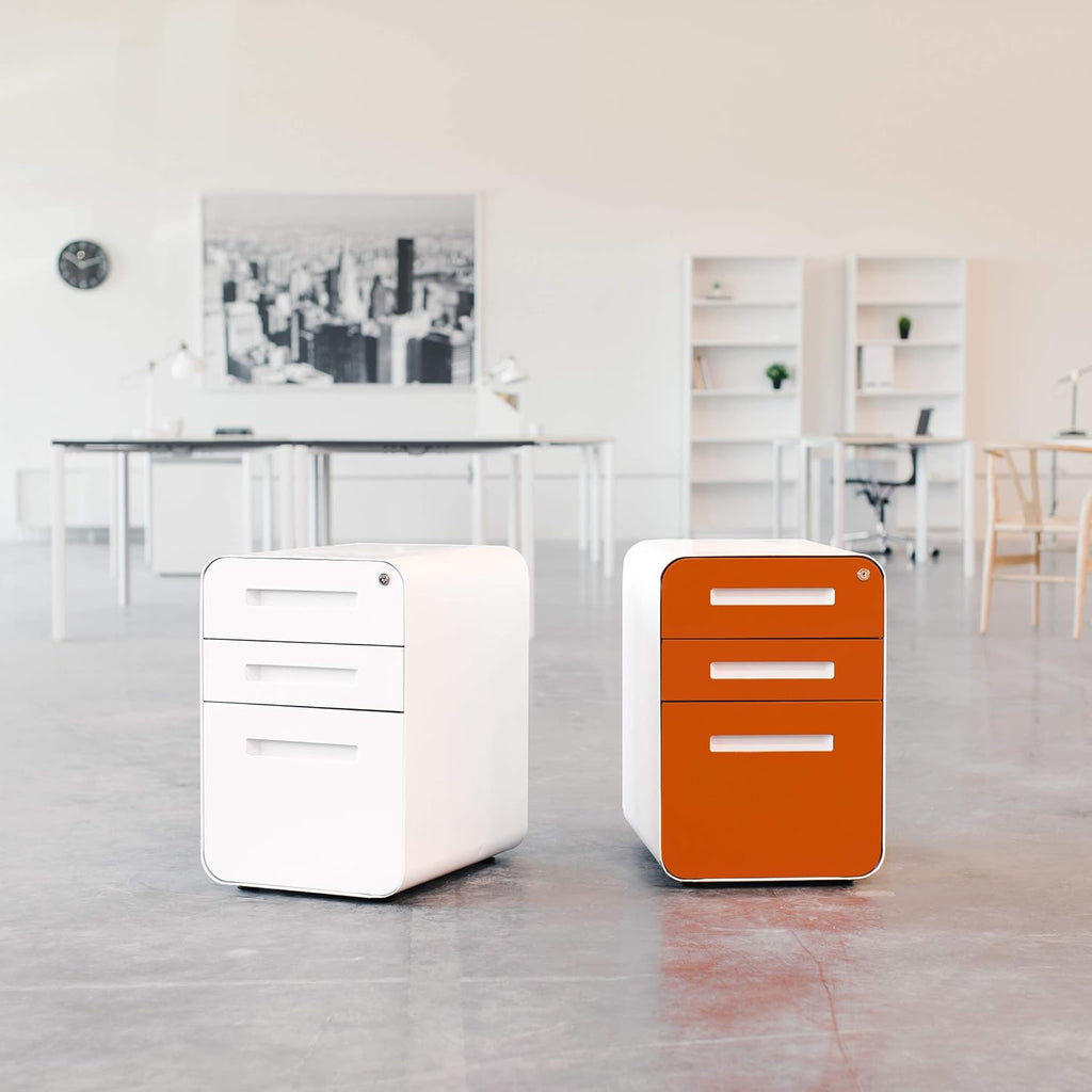 3-Drawer Mobile File Cabinet Blue Faceplate B5867