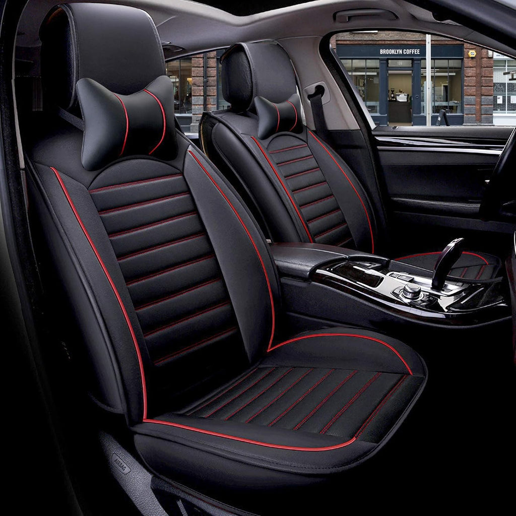 Khaki Black 2PCS Leather Car Seat Cover Y16569