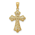14K Yellow Gold Polished Filigree Cross Pendant W839