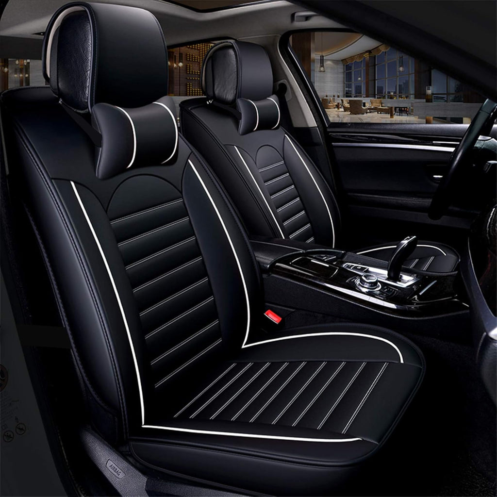 Khaki Black 2PCS Leather Car Seat Cover Y16569