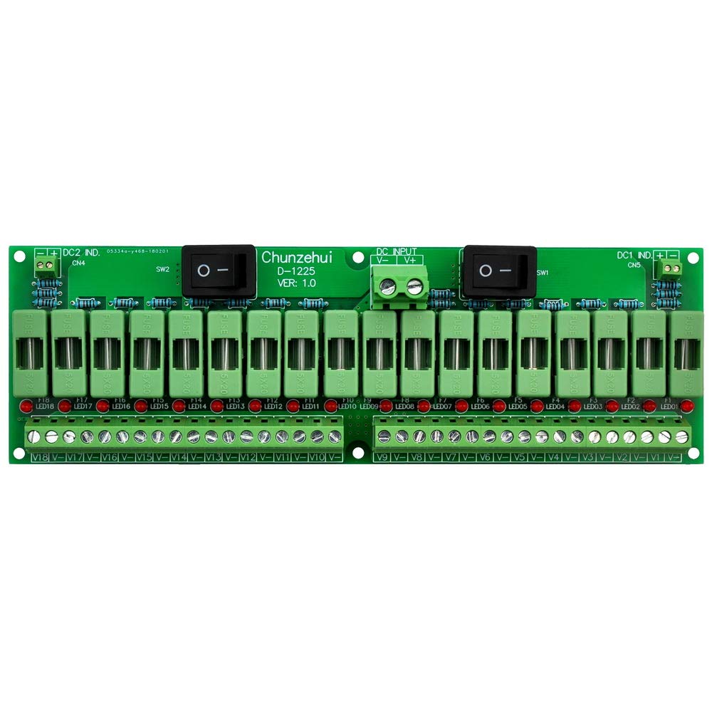 18 Channels 12V/24V 20A Power Distribution Fuse Module, Pack of 2 I59809