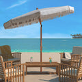 White Fringe Beach Patio Umbrella M584