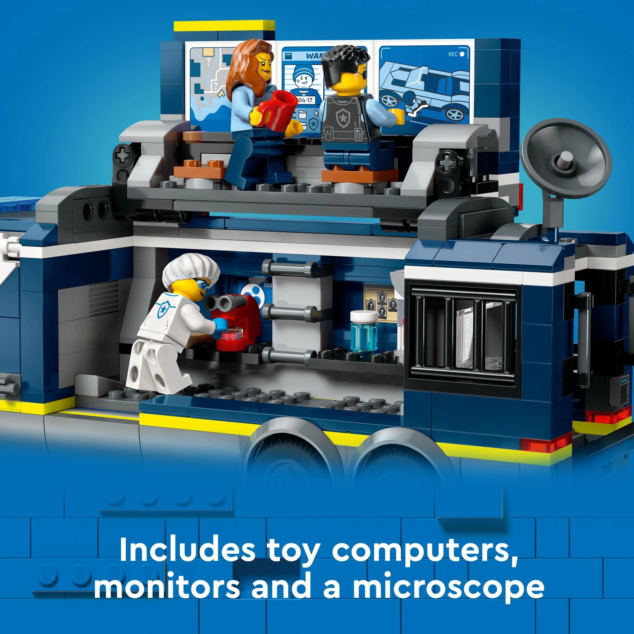 LEGO City Police Mobile Crime Lab Truck Toy with Quad Bike, 2 Officers, 1 Scientist and 2 Crook Minifigures E8101
