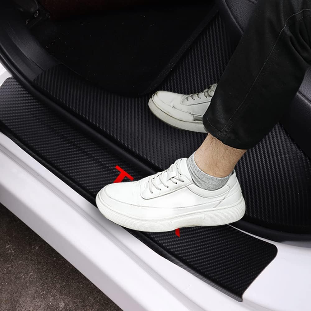 Carbon Fibre Vinyl Car Door Sill Protector Decal Sticker 4PCS White E312686