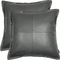 Genuine Leather Pillow Cover Gray Set of 2 14x14 inch J66681