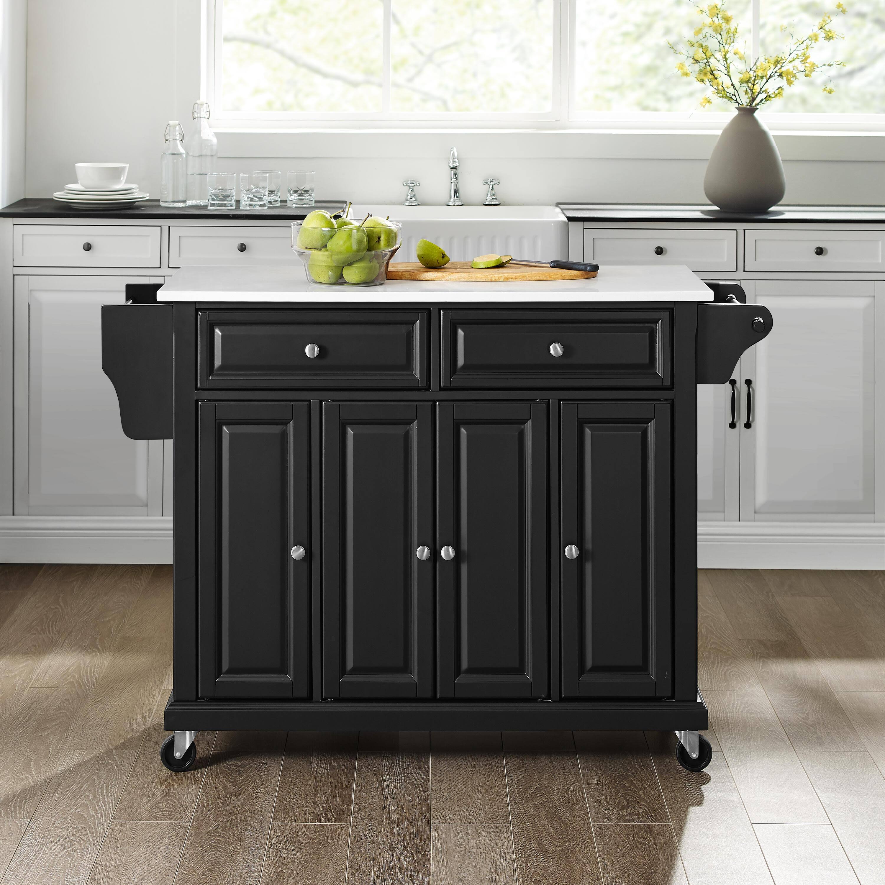 Black Granite Top Kitchen Cart S911