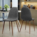 Light Grey Fabric Dining Chairs with Dark Walnut Wood Legs (Set of 2) W316073