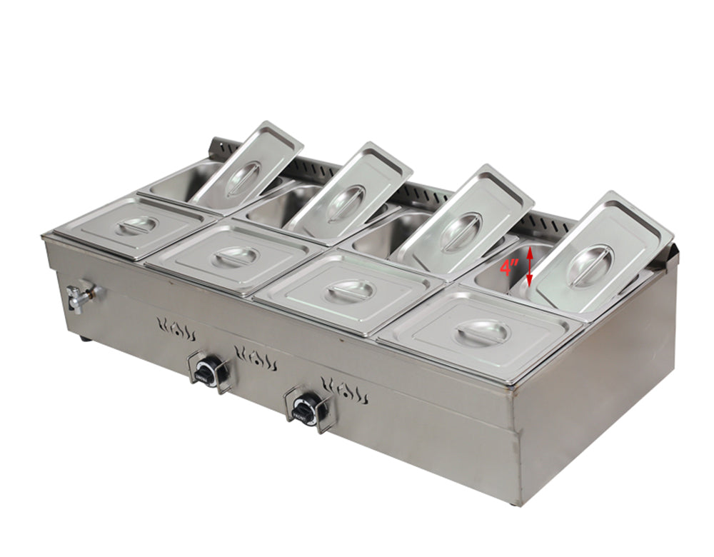 8-Pan LP Gas Food Warmer Propane Steam Table E57485