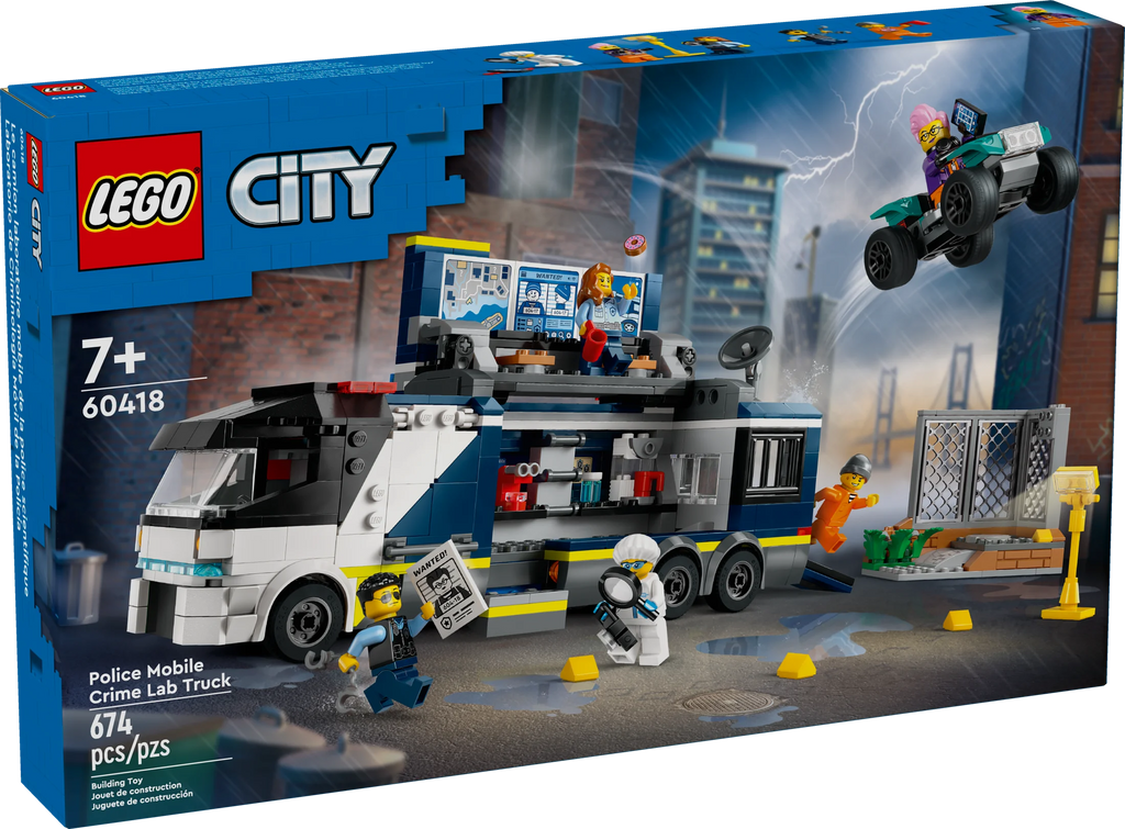LEGO City Police Mobile Crime Lab Truck Toy with Quad Bike, 2 Officers, 1 Scientist and 2 Crook Minifigures E8101