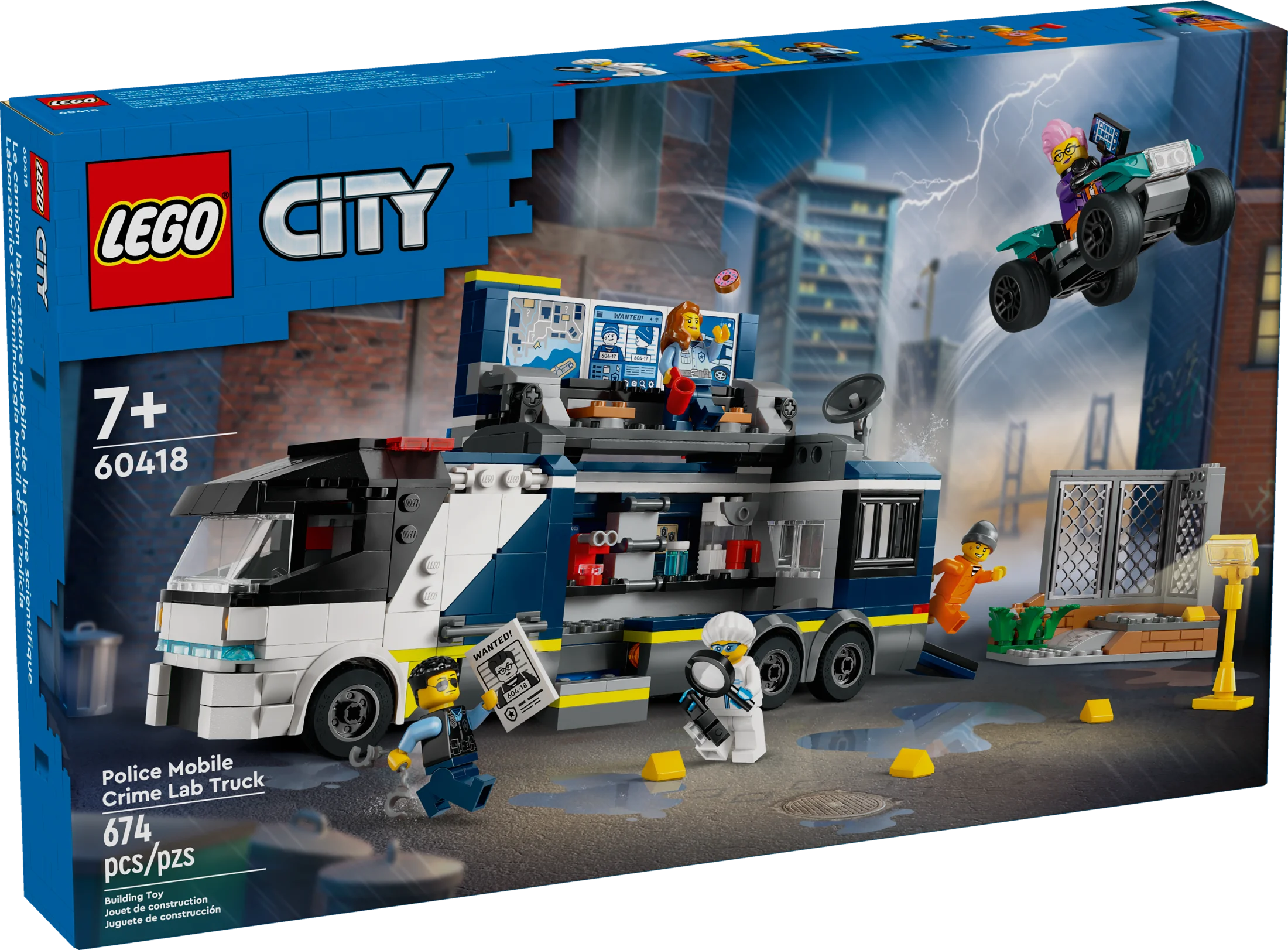 LEGO City Police Mobile Crime Lab Truck Toy with Quad Bike, 2 Officers, 1 Scientist and 2 Crook Minifigures E8101