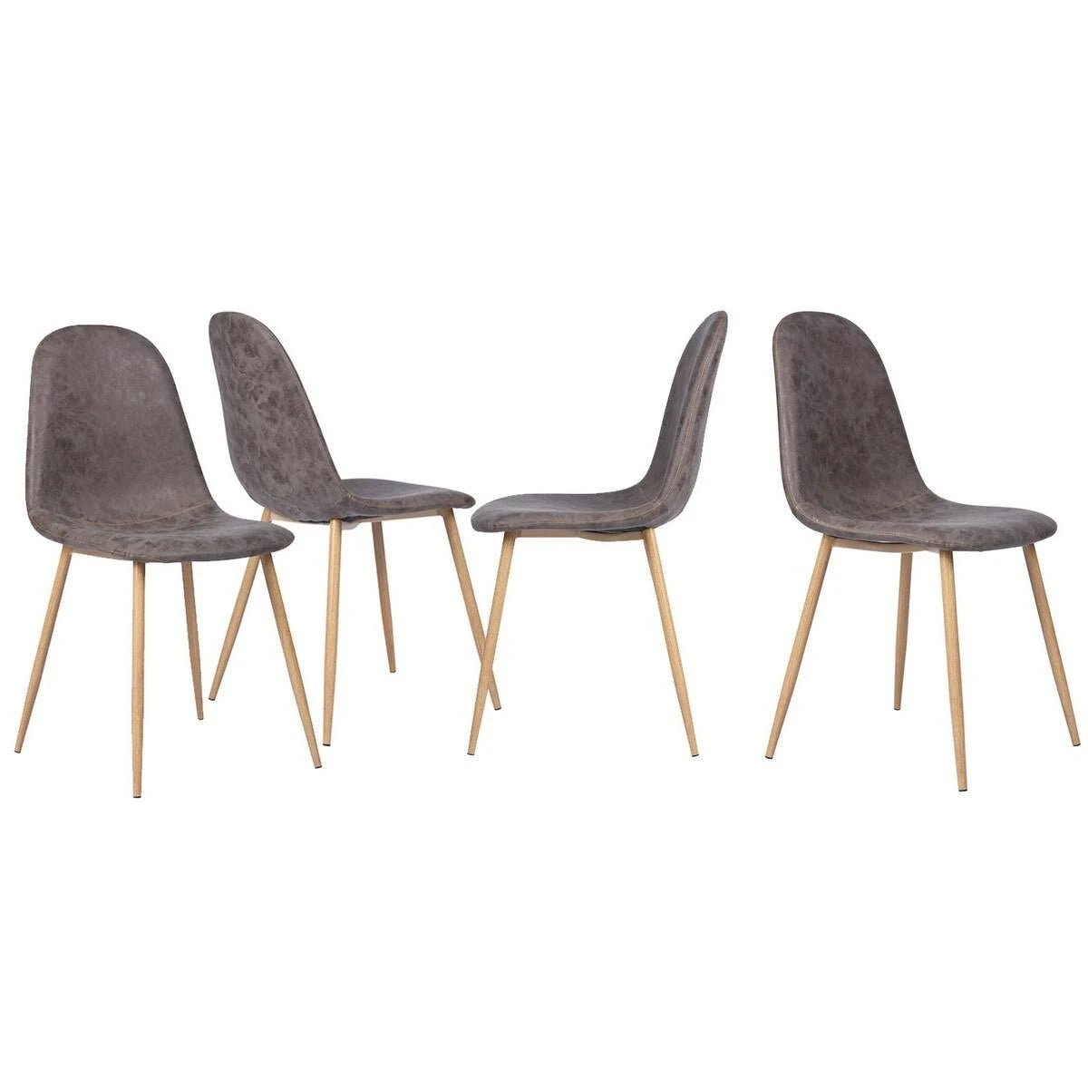 Mid-Century Modern PU Dining Chair (Set of 4) Dark Brown L4232