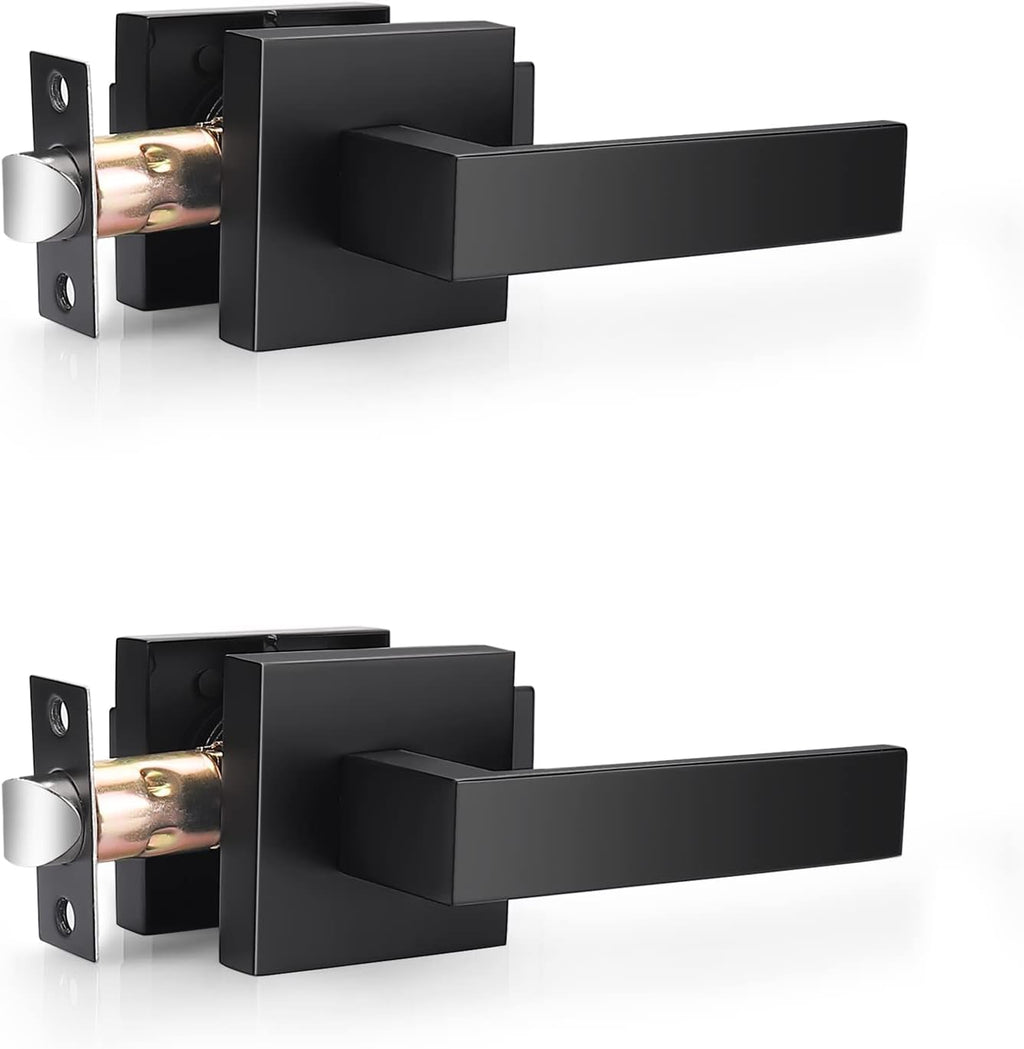 Matte Black Square Passage Door Levers Pack of 2 Z83533