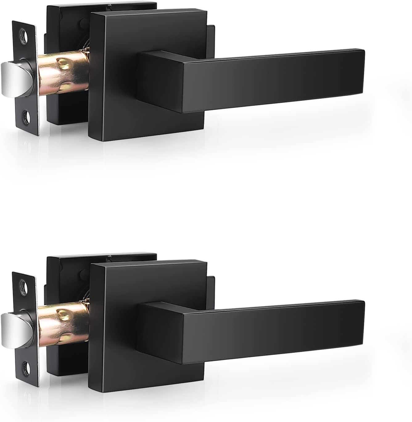 Matte Black Square Passage Door Levers Pack of 2 Z83533
