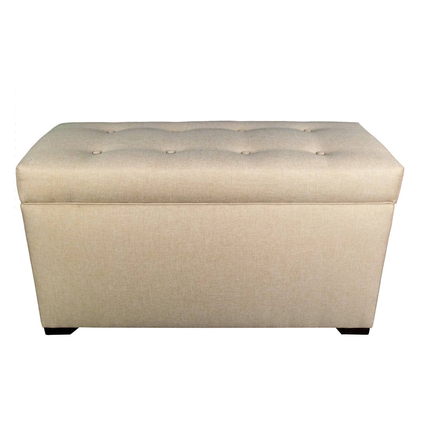 Light Tan Tufted Storage Trunk Bench D613