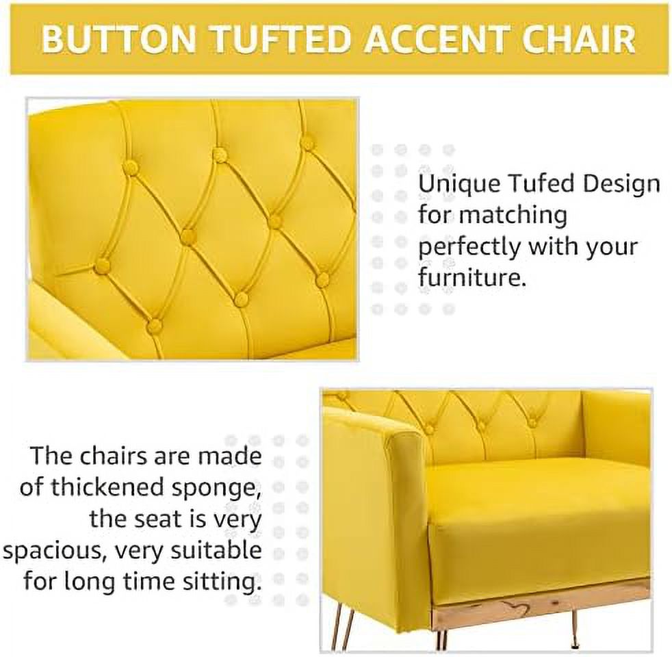 Mustard Velvet Accent Chair with Metal Legs Y3430
