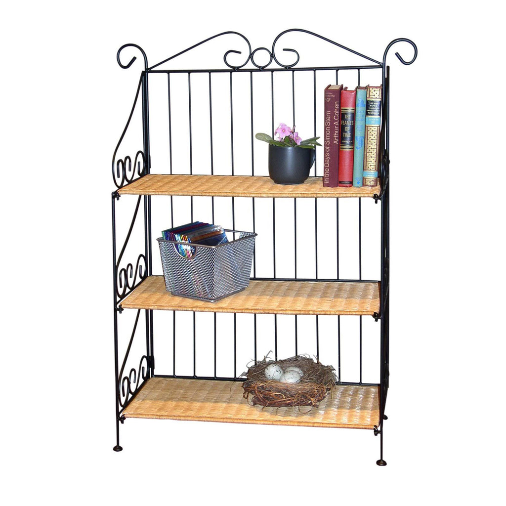 3 Tier Wicker Metal Bookcase E972696