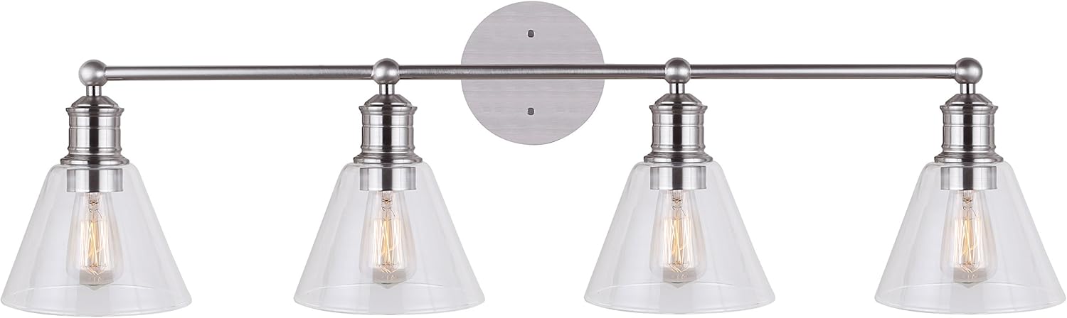 Brushed Nickel 4 Vanity Light with Clear Glass W82253