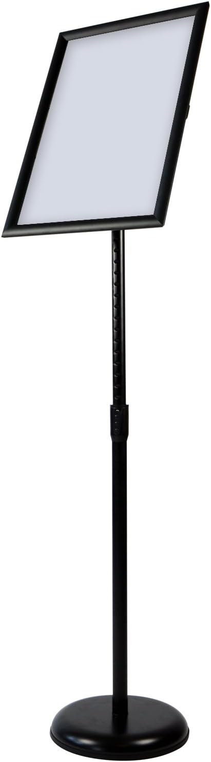 Adjustable Pedestal Poster Stand Aluminum Snap Open Frame for 11 x 17 Inch, Black K9124
