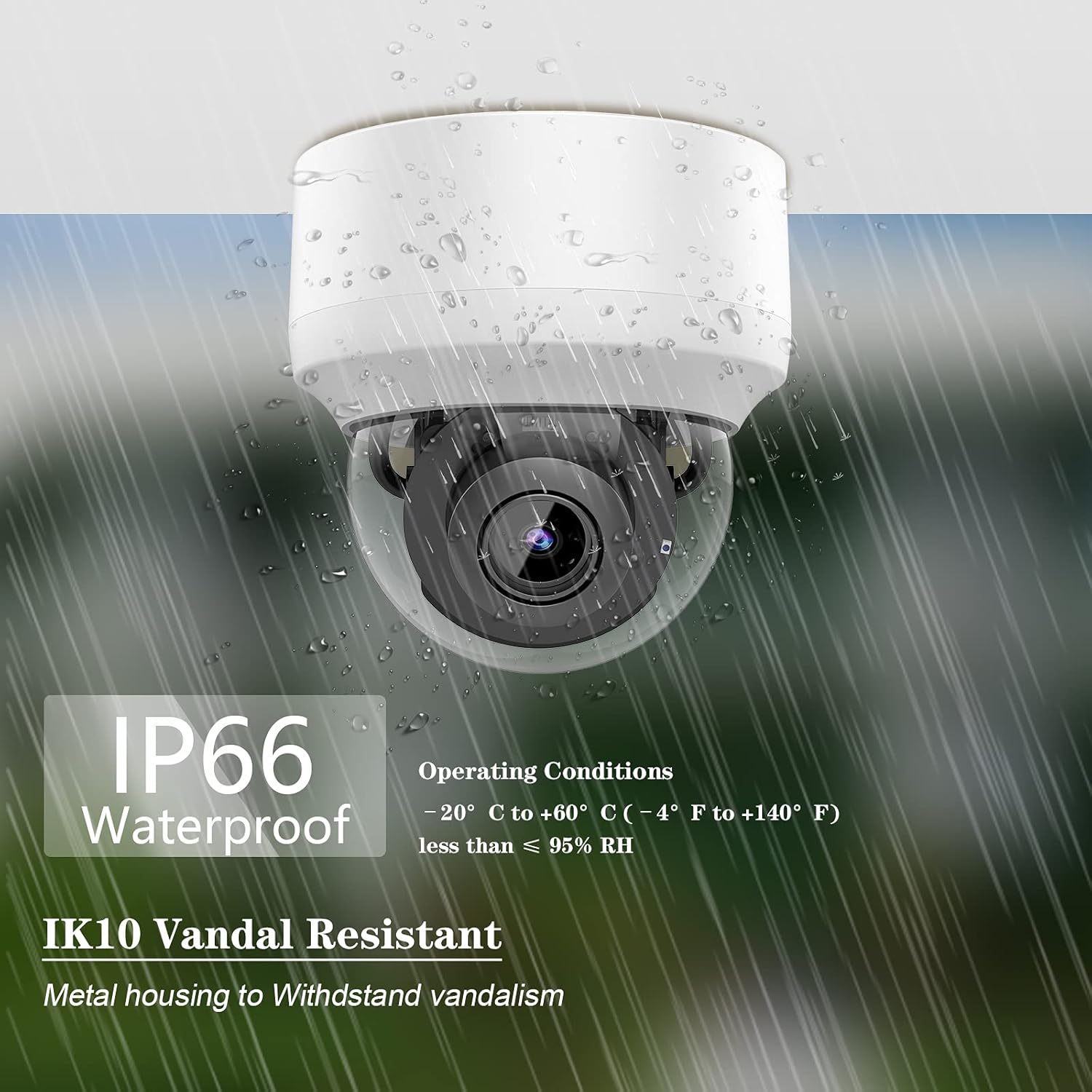 5MP PTZ PoE Dome IP Camera Outdoor with Mic/Audio, 4X Optical Zoom, 164ft Night Vision, H.265, IP67 Waterproof N174875