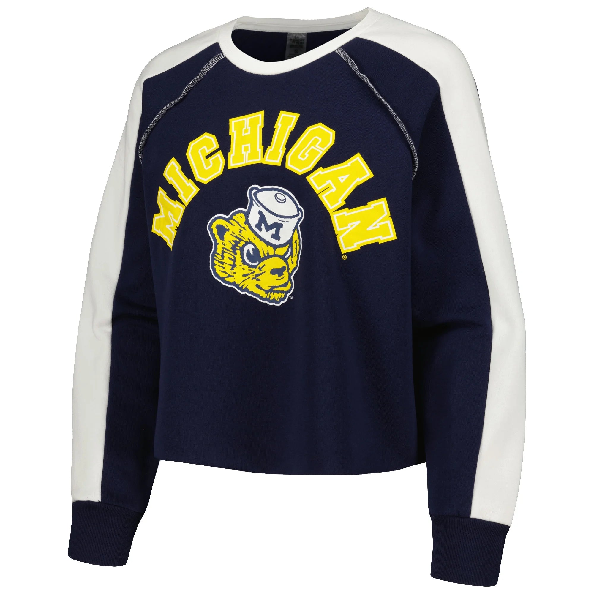 Navy Raglan-Cropped Pullover Sweatshirt U20671