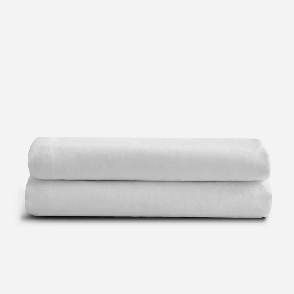 French Linen Flat Sheet Snow Full Queen D8918