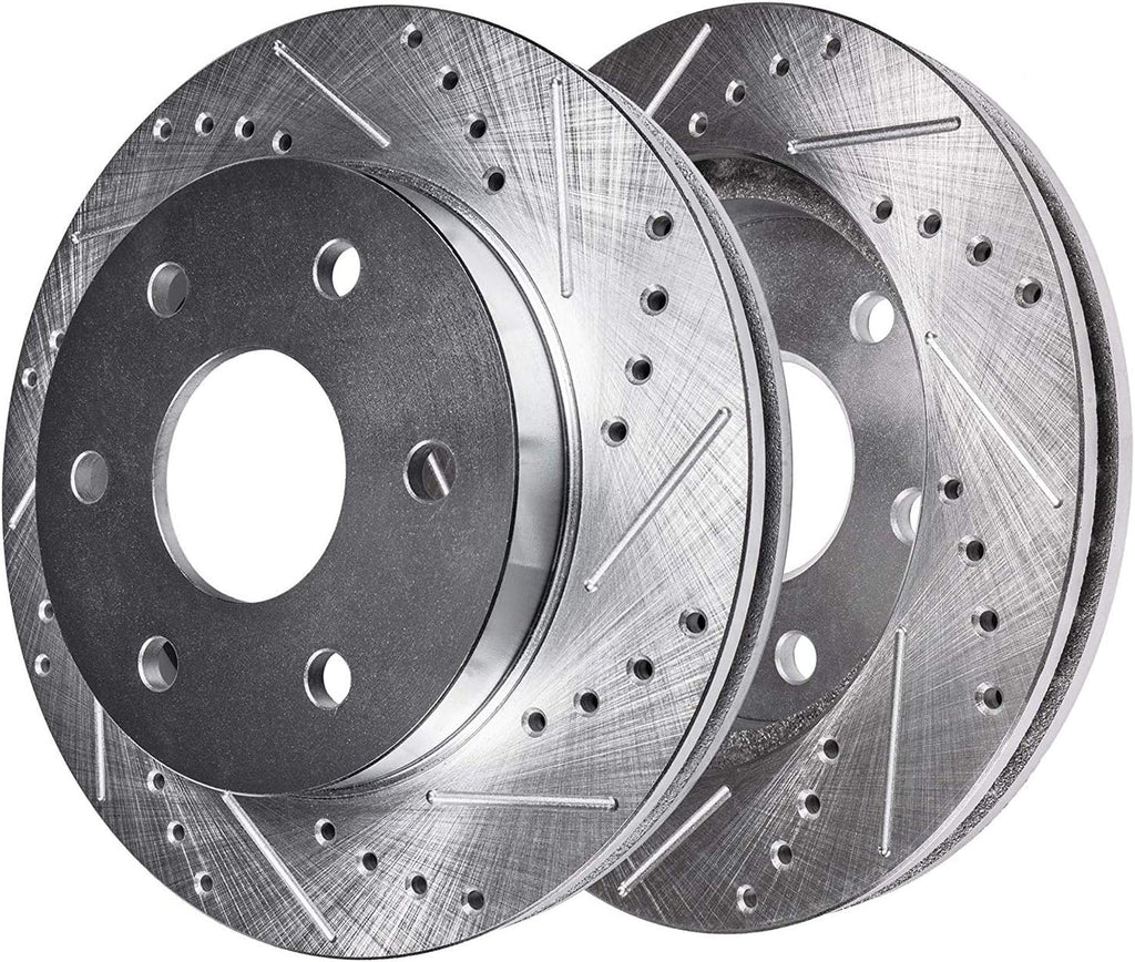 6 Lug Front Drilled Slotted Rotors + Ceramic Brake Pads 4pc Set R417308