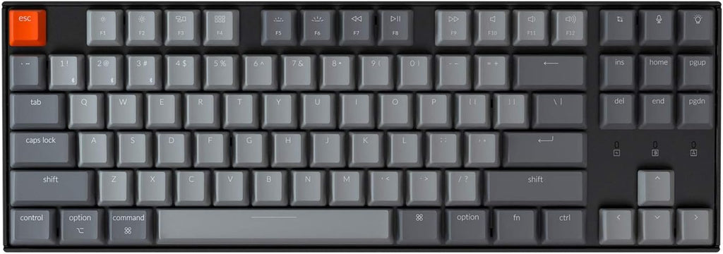 Tenkeyless 87-Key Wireless Bluetooth USB Mechanical Keyboard with White LED Backlight U5506