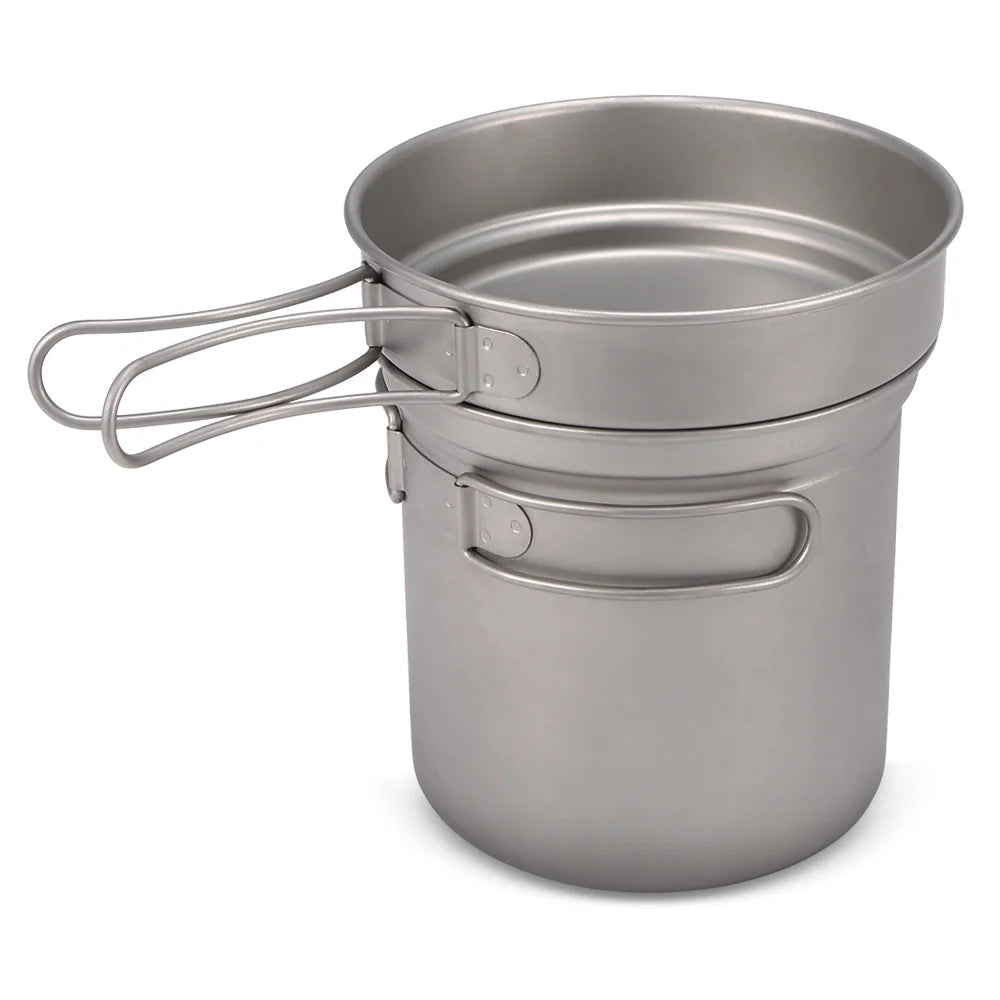 Titanium Cookware Set 1000ml 750ml Pot Pan Spoon M6493