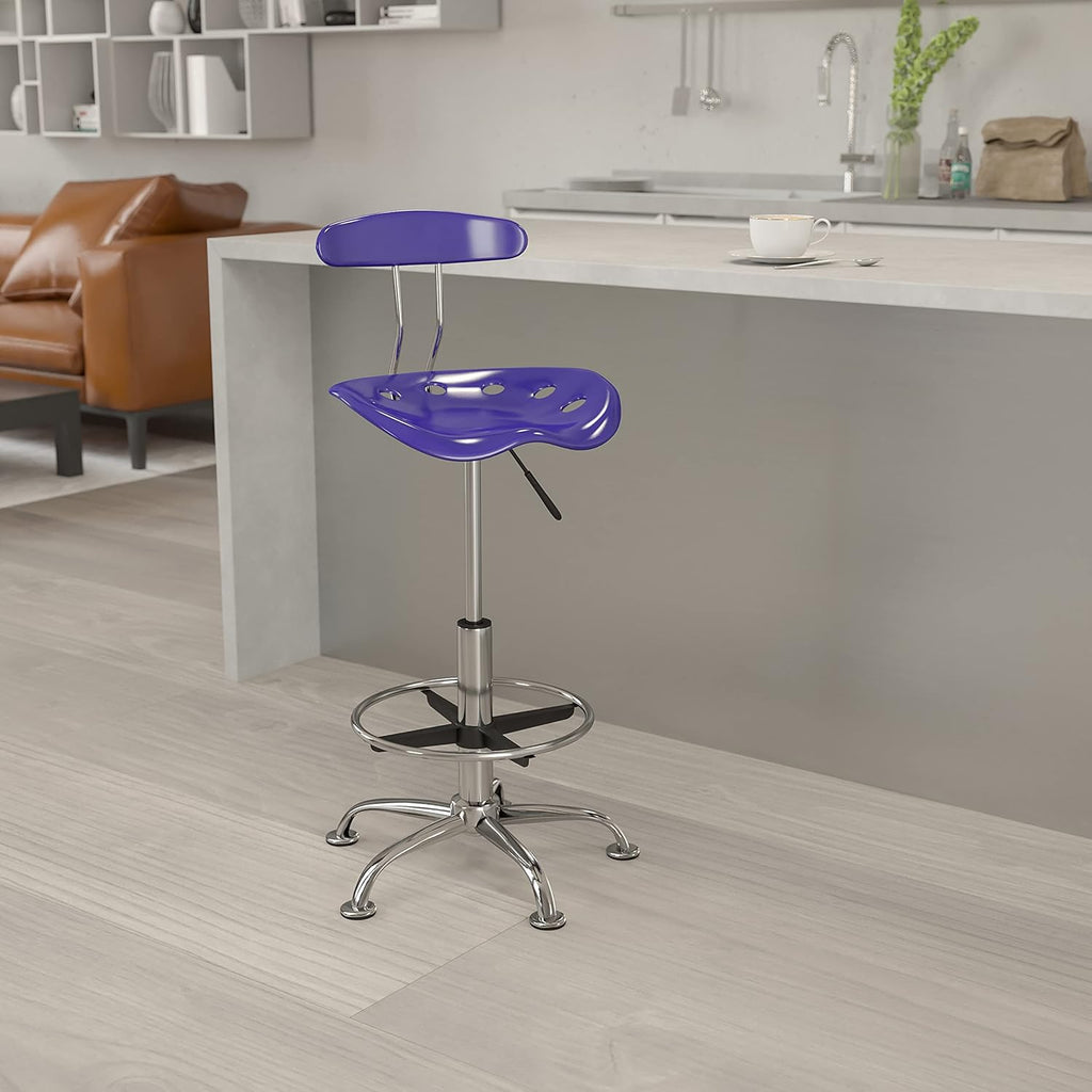 Black and Chrome Drafting Stool with Tractor Seat Pack of 2 B908557